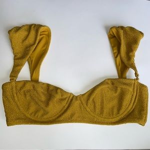 PacSun  and Storm Reid Mustard gold shimmer Bikini Top